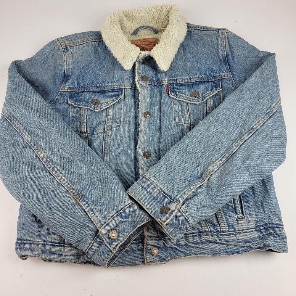 Levi's Women's Type III Sherpa-Lined Trucker Blue Size M